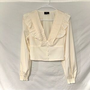 Milk & Honey Cream Ruffled Academia Coquette Cottagecore Blouse